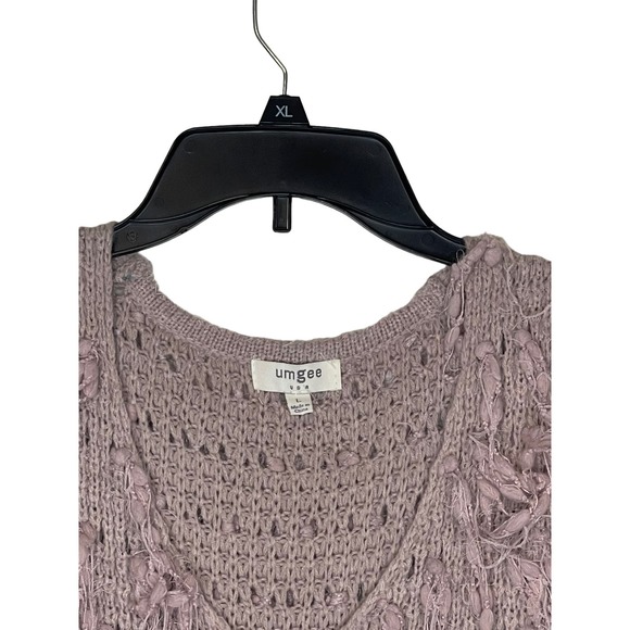 Umgee Women's Cardigan Wrap Shaggy Open Front Fringe Vest Sleeveless Grey Large - Picture 2 of 10